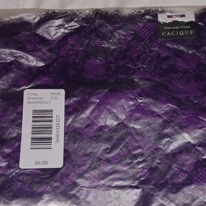 Cacique Purple Pennant Wide Side Thong Size 26-28